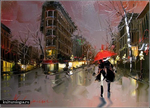 Живопись Kal Gajoum: красные зонтики и не только