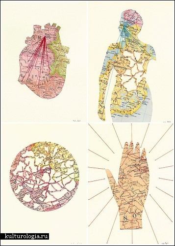 Коллажи из географических карт от Шеннон Рэнкин