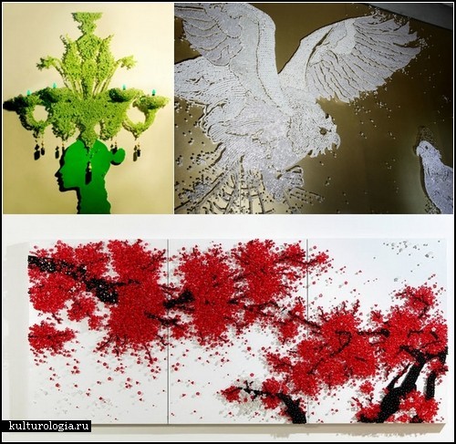 Пуговично-булавочное искусство в инсталляциях Ran Hwang