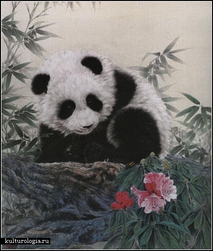 Панды, нарисованные в стиле гохуа, Китай