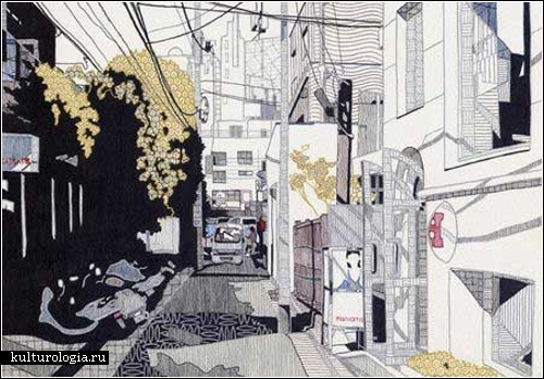 Рисунки цветными ручками японского художника Косуке Икеды (Kosuke Ikeda)