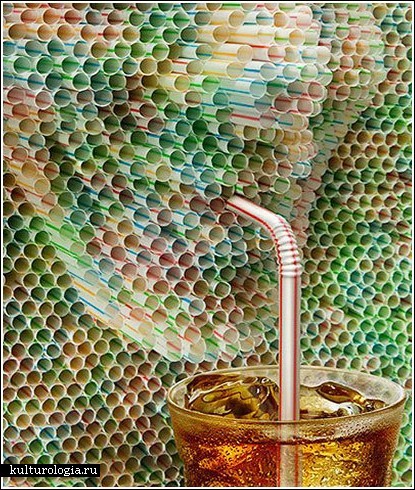 Реклама чая с использованием соломинок