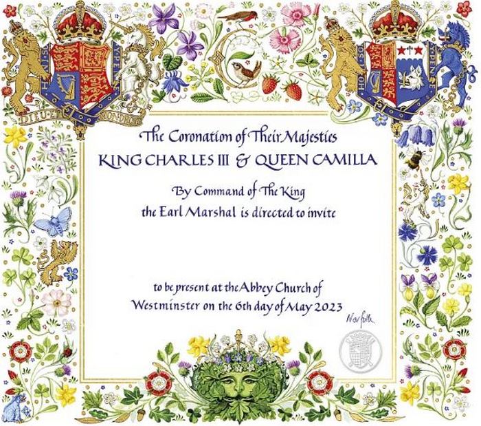 Так выглядело официальное приглашение на коронацию Карла III.