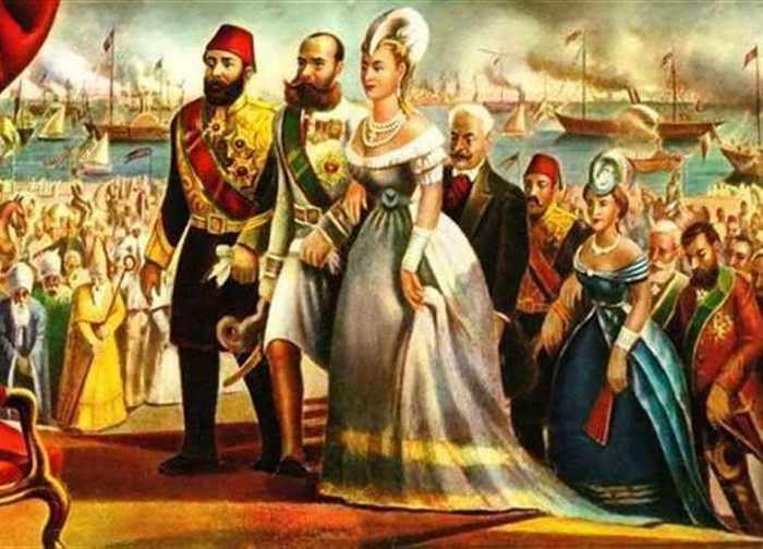 Исмаил-паша с высокими гостями на открытии Суэцкого канала.