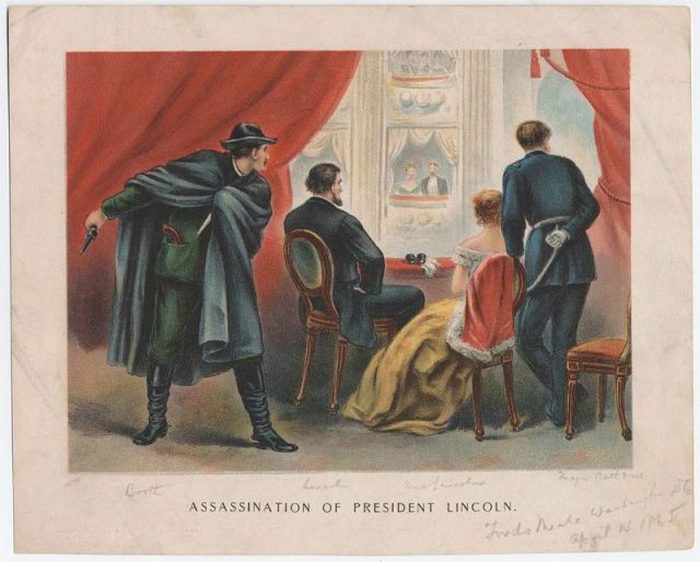 Картина, изображающая убийство президента Линкольна.