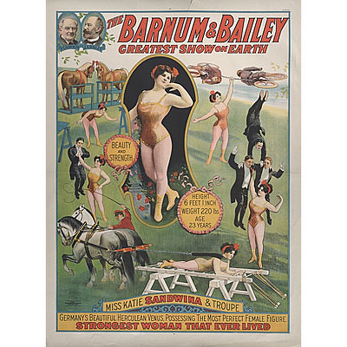 Сандвина на рекламной афише цирка Барнума и Бейли, 1914 год. 