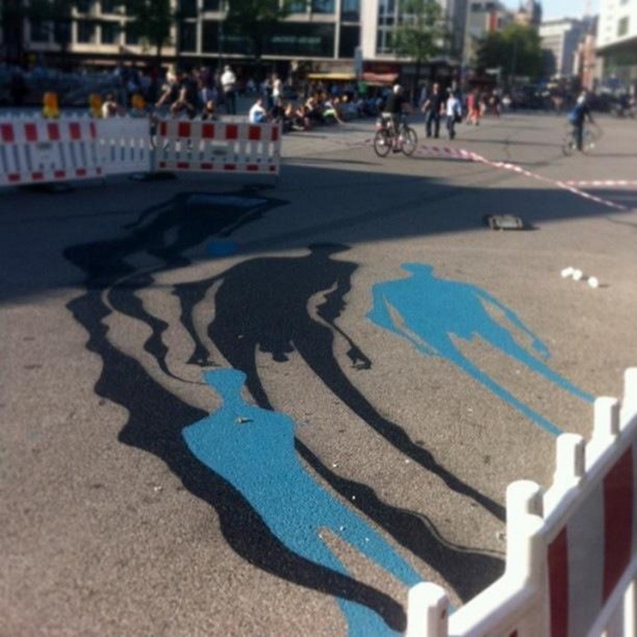 Тени на улицах Франкфурта: неординарный стрит-арт от Герберта Баглионе