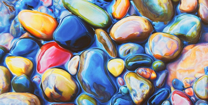 Морские камни на реалистических картинах Эстер Рои