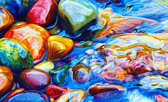 Морские камни на реалистических картинах Эстер Рои