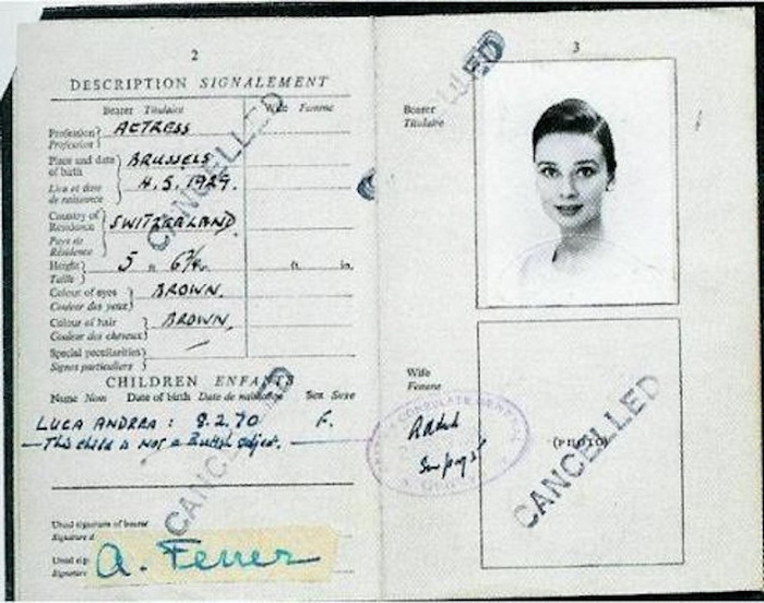 Паспорт Одри Хепберн