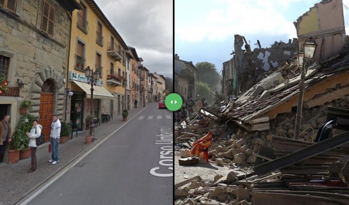 Землетрясение в Италии: фотографии до и после катаклизма
