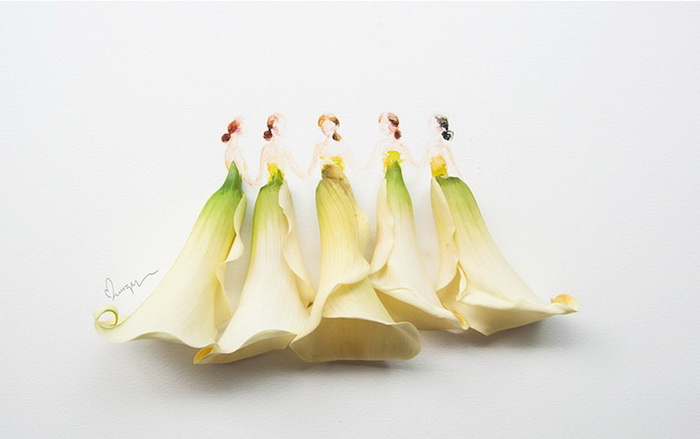 Воздушные барышни в цветочных платьях: акварели от Лим Чжи Вэй (Lim Zhi Wei)