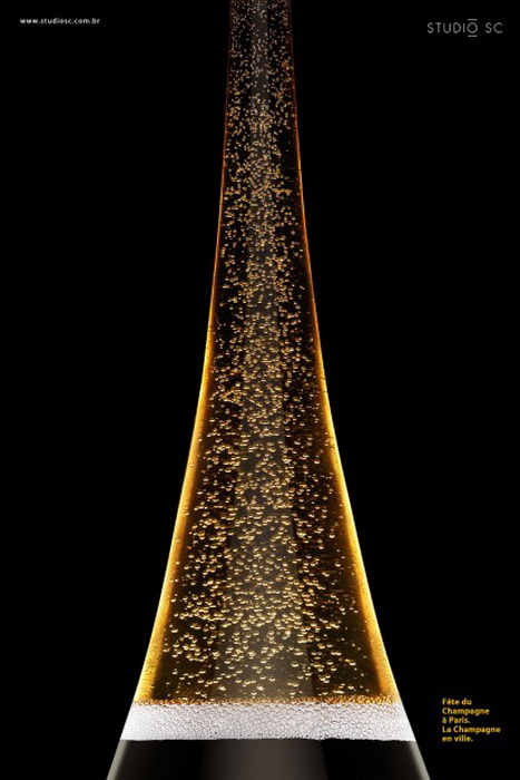 Реклама для Фестиваля шампанских вин в Париже. Эйфелева башня