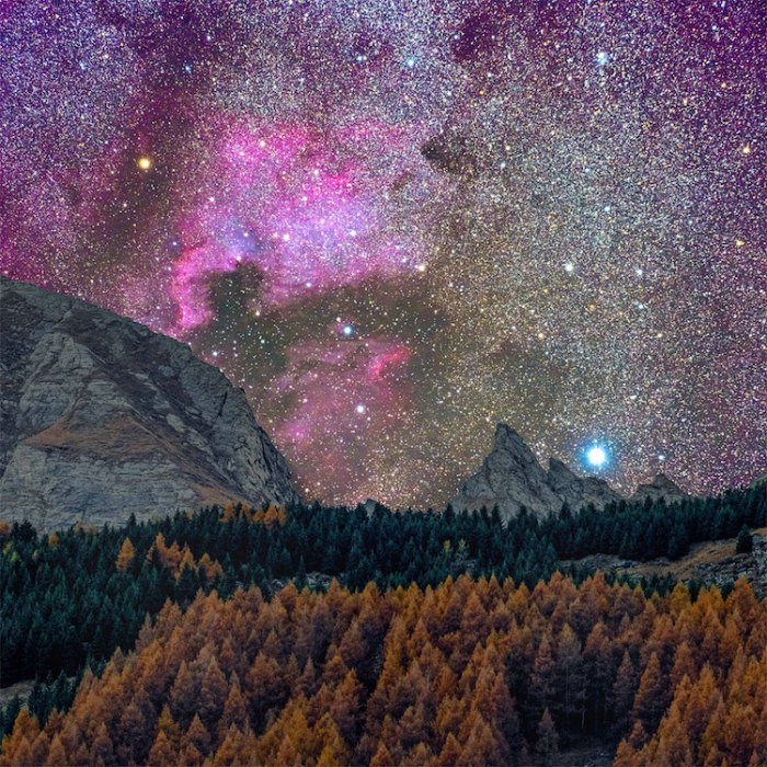 Вид на галактику Андромеды. Фото сделано в Швейцарии