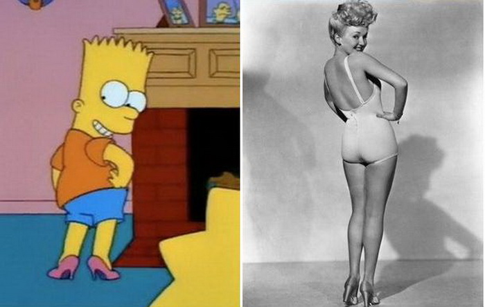 Барт Симпсон в шуточном образе пин-ап модели