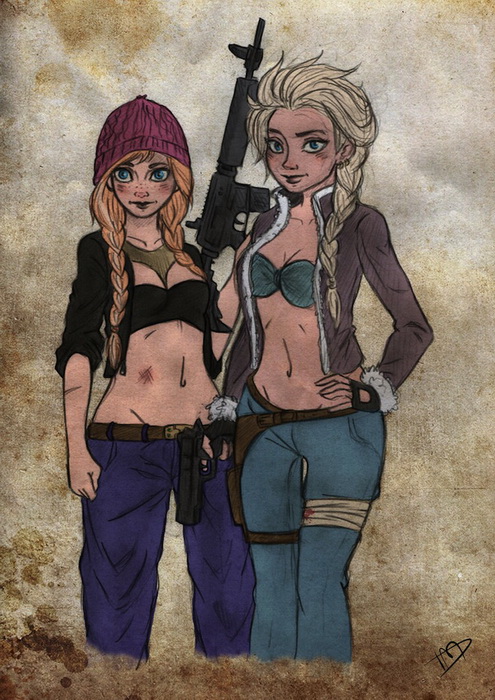 Анна и Эльза. Иллюстрация от Kasami-Sensei