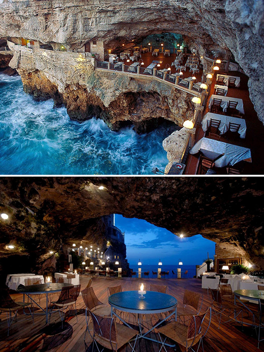 Ресторан Grotta Palazzese в пещере, Италия