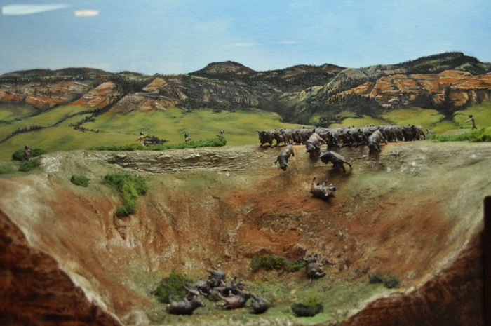Макет сцены из первобытной охоты, музей  Crook County