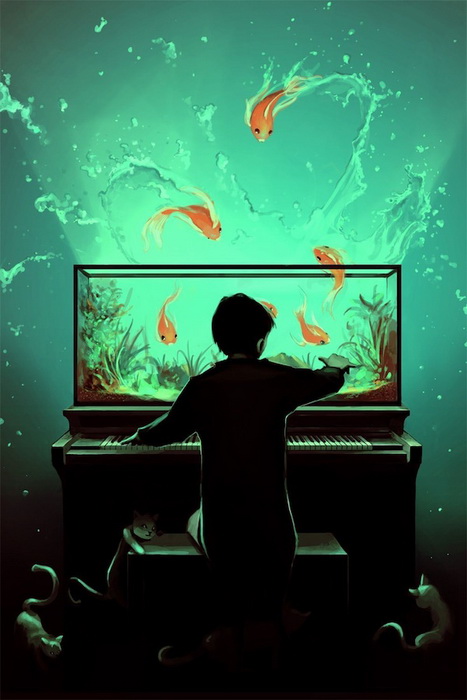 Пианоквариум: цифровая живопись от Кирилла Роландо (Cyril Rolando)