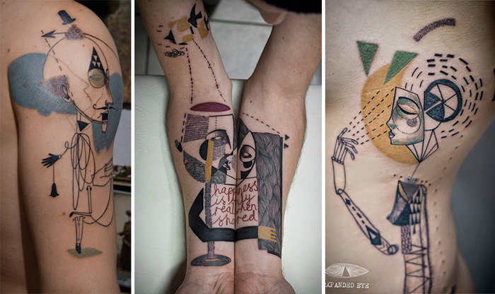 Татуировки в стиле кубизма: творчество арт-дуэта Expanded Eye