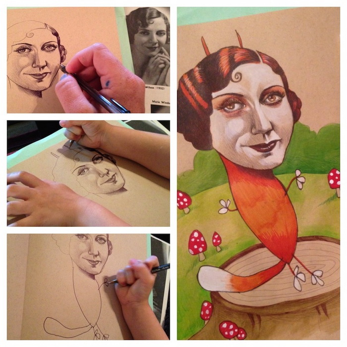 Арт-дуэт: иллюстратор Мика Анджела Хендрикс и ее 4-летняя дочь рисуют вместе