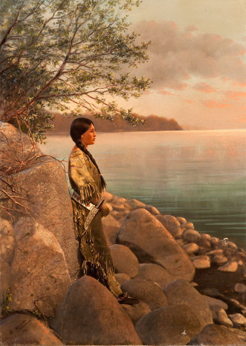 Девушка у реки, начало 1900-х, фотограф Роланд Рид