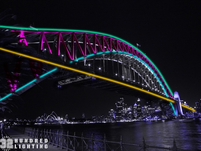 Световая инсталляция на мосту Харбор - изюминка фестиваля Vivid Sydney