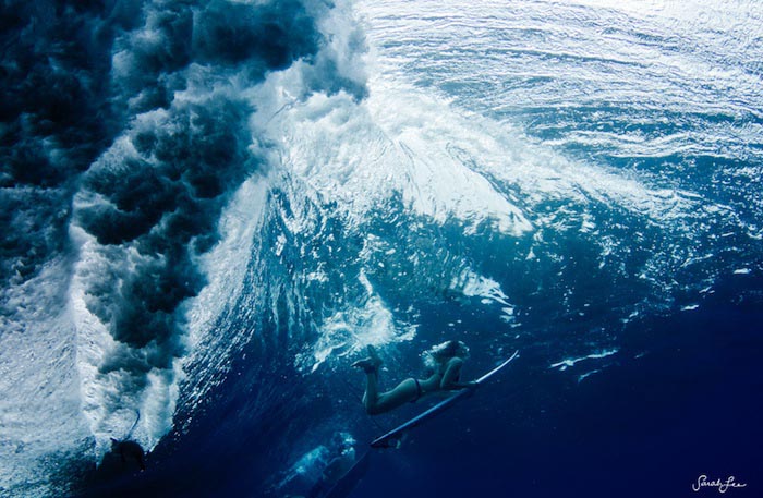 Тихий океан и сёрфингисты на подводных фотографиях Сары Ли