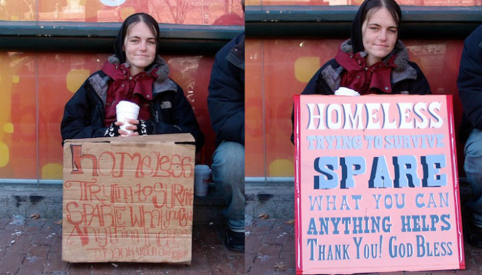 Американские бездомные с обновленными табличками