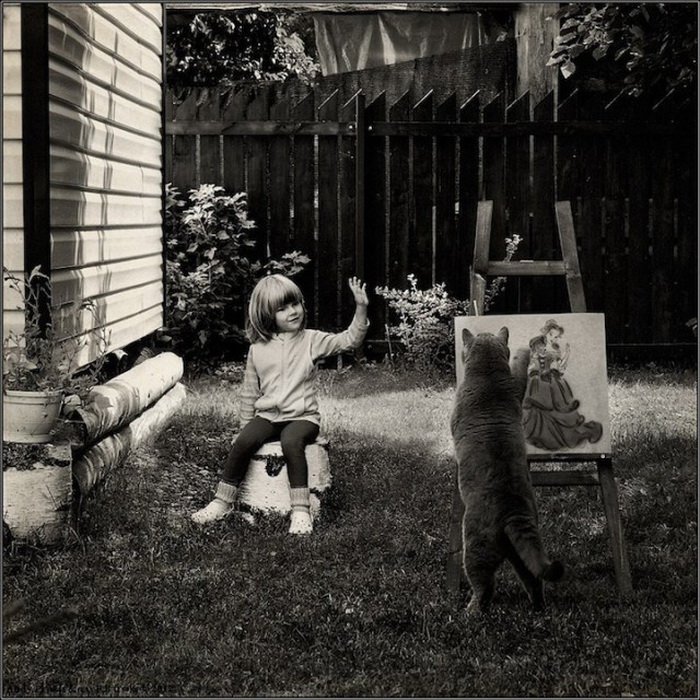 Черно-белая дружба девочки с котом от фотографа Andy Prokh