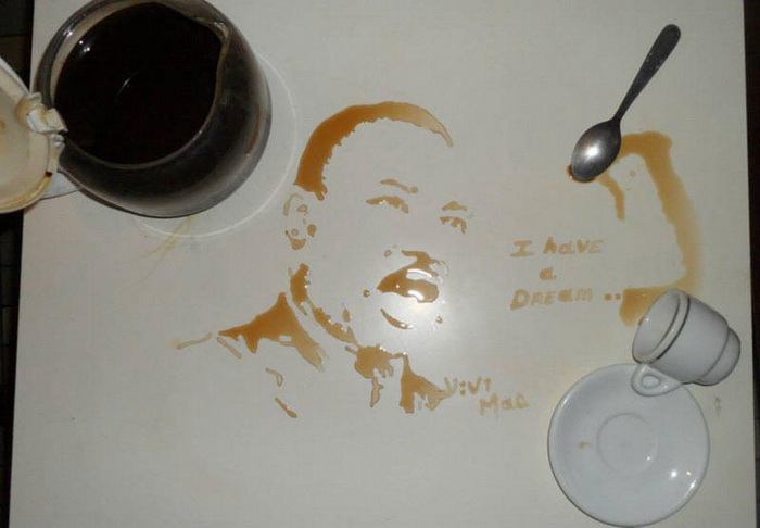 Мартин Лютер Кинг, написанный кофе 