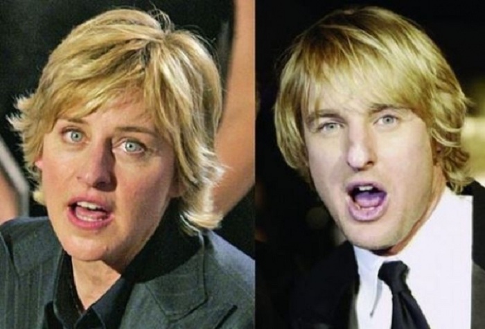 Американские комедианты Ellen DeGeneres и Owen Wilson.