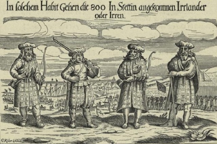 Самое раннее изображение шотландских солдат в килтах. Ксилография, 1631 год. | Фото: thevintagenews.com.