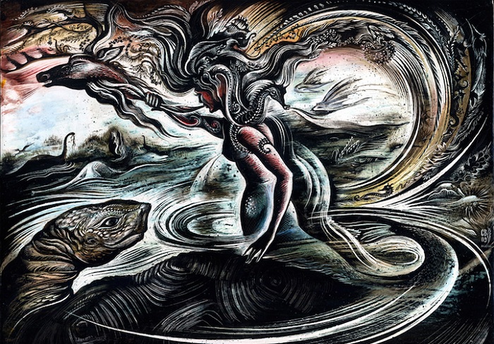 Мифологические мотивы, изображенные на рисунках Cathie Bleck.