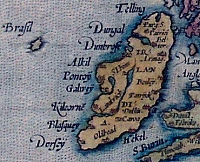 Древняя карта с изображением мифического острова Бразил на западе от Ирландии. | Фото: tn.new.fishki.net.