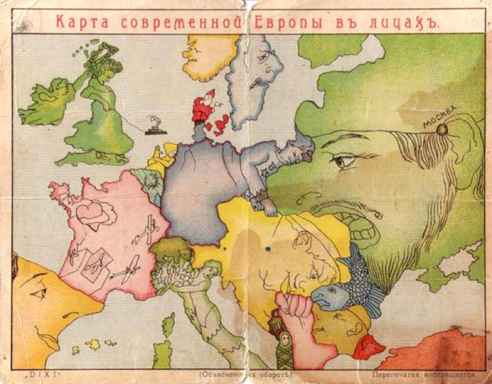 Карикатуры европейского масштаба: самые оригинальные карты «в лицах» разныхвеков