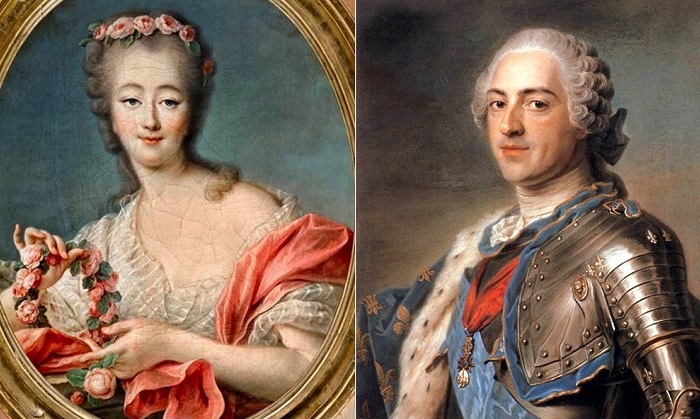 Мадам Жанна Дюбарри и король Франции Людовик XV.