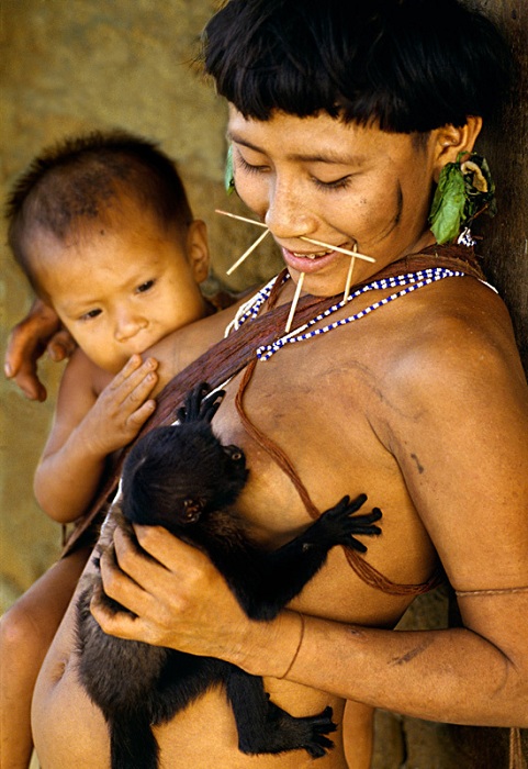Папуаски выкармливаю грудью не только детей, но и звериных детенышей. | Фото: glavmedinfo.ru.