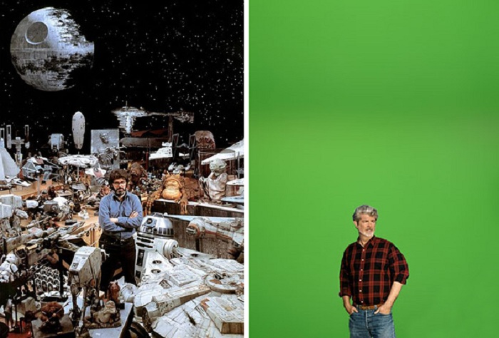 Реквизит, необходимый Джоржу Лукасу для съемки к/ф «Звездные войны» 30 лет назад и сегодня.