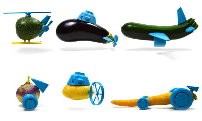Элементы, превращающие овощи в забавные предметы.