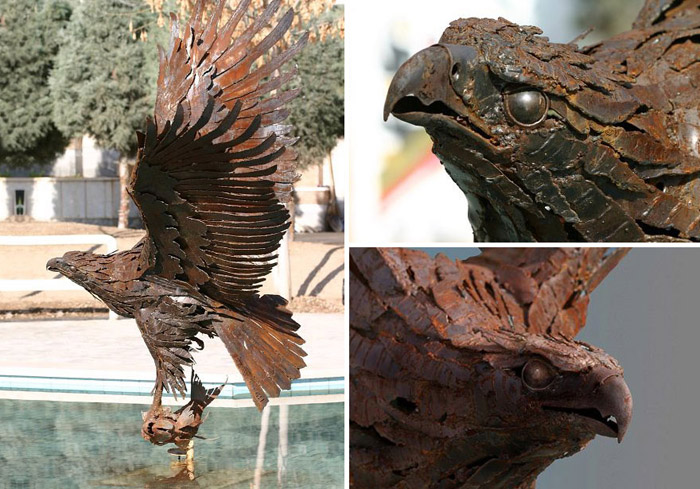 Хищная птица в исполнении иранского скульптора.