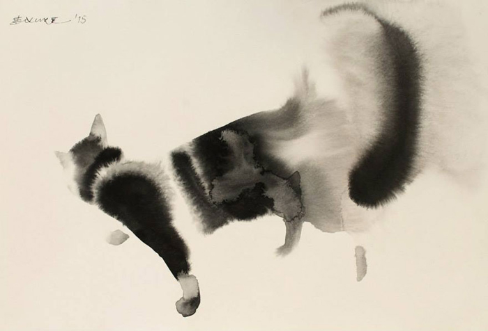 Коты, нарисованные акварелью.  Автор: Endre Penovac.
