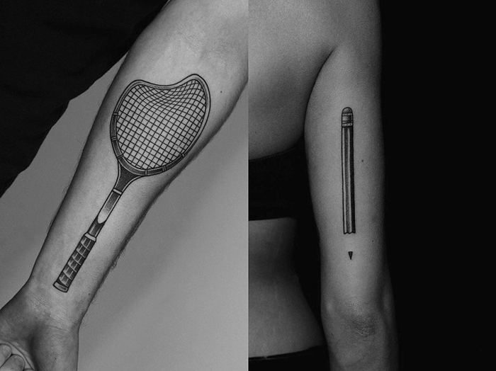 Теннисная ракетка и карандаш.  Автор: Ilya Brezinski.