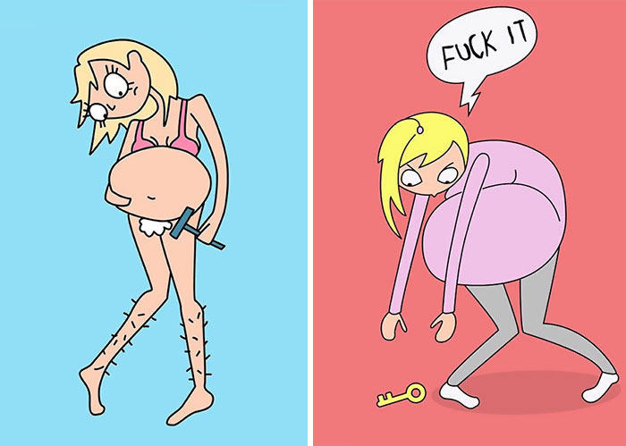 Тяжело быть беременной. Иллюстрации Лине Северинсен.