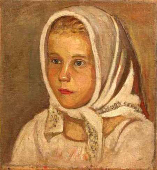Портрет девушки в белом платке. Автор: Ефим Честняков.
