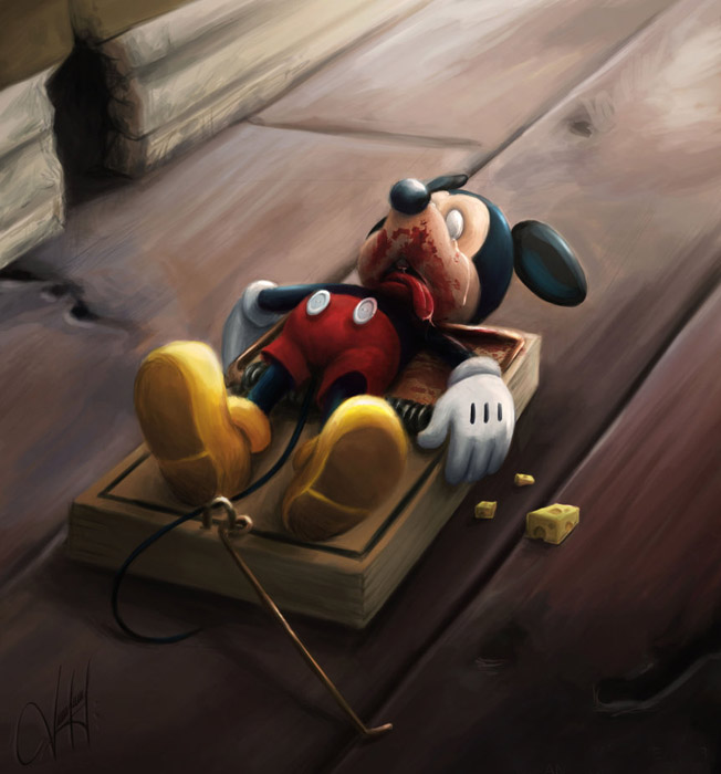 Микки Маус в мышеловке на картине Панчо Васкеса.