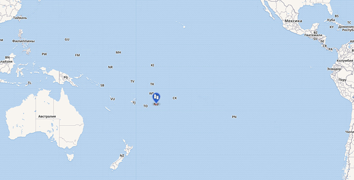 Остров Ниуэ на карте.
