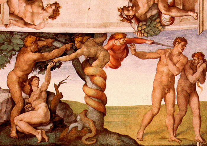 «Искушение и изгнание Адама и Евы». /Фото: ru.wikipedia.org