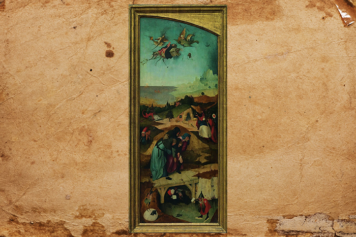 Левая панель картины Иеронима Босха «Искушение святого Антония». 