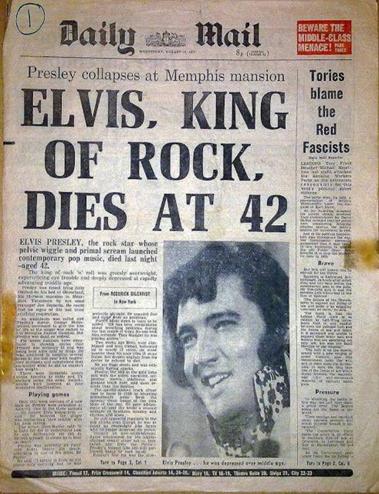 Статья о смерти короля рок-н-ролла.